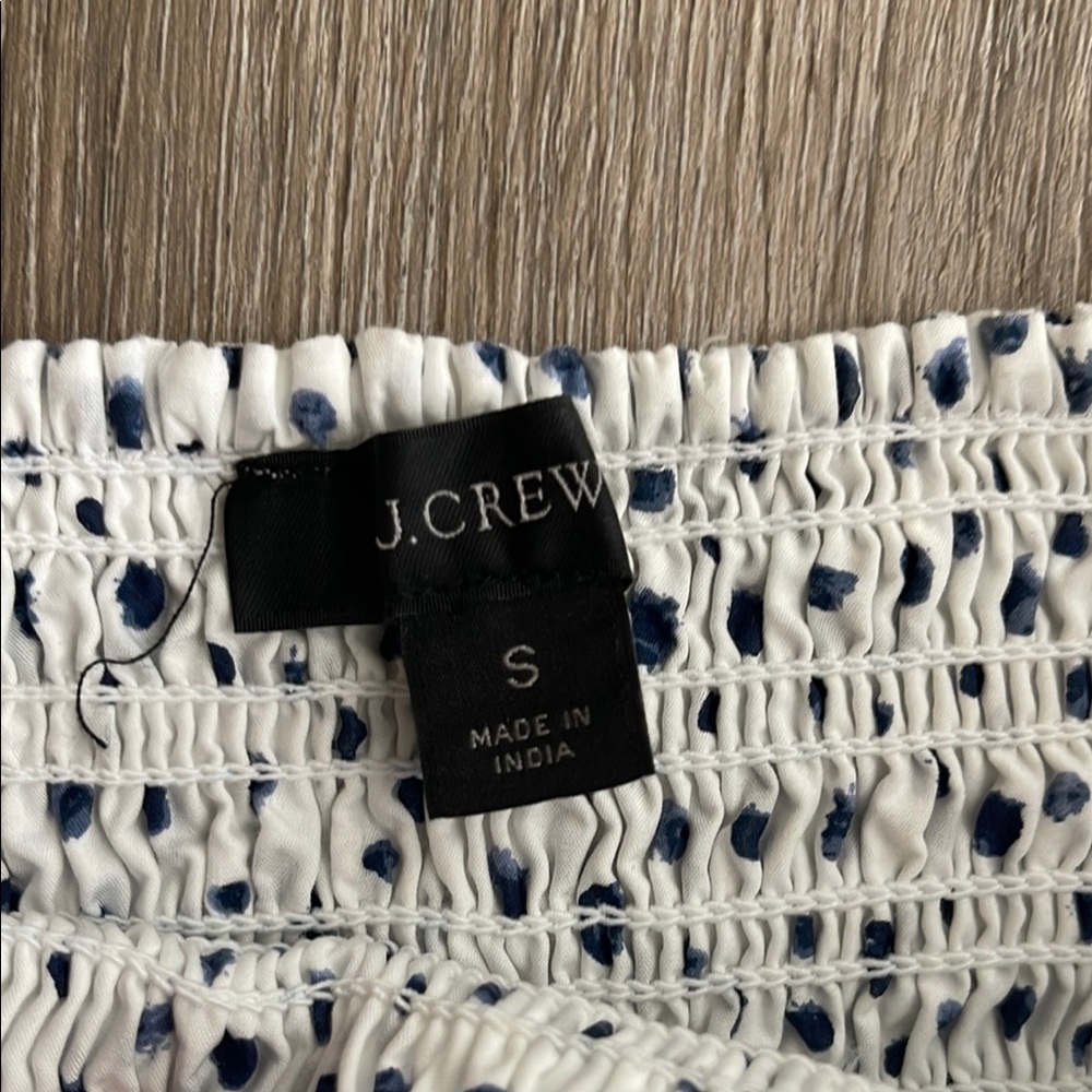 J. Crew White and Navy Spotted A-Line Skirt Cotton with Crisp Cotton Slip S - Picture 2 of 5